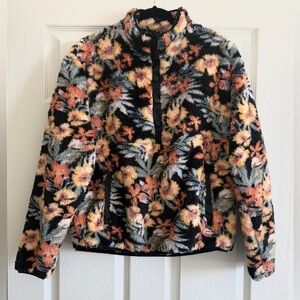 NWT Hurley Black Multicolor Floral Teddy Jacket